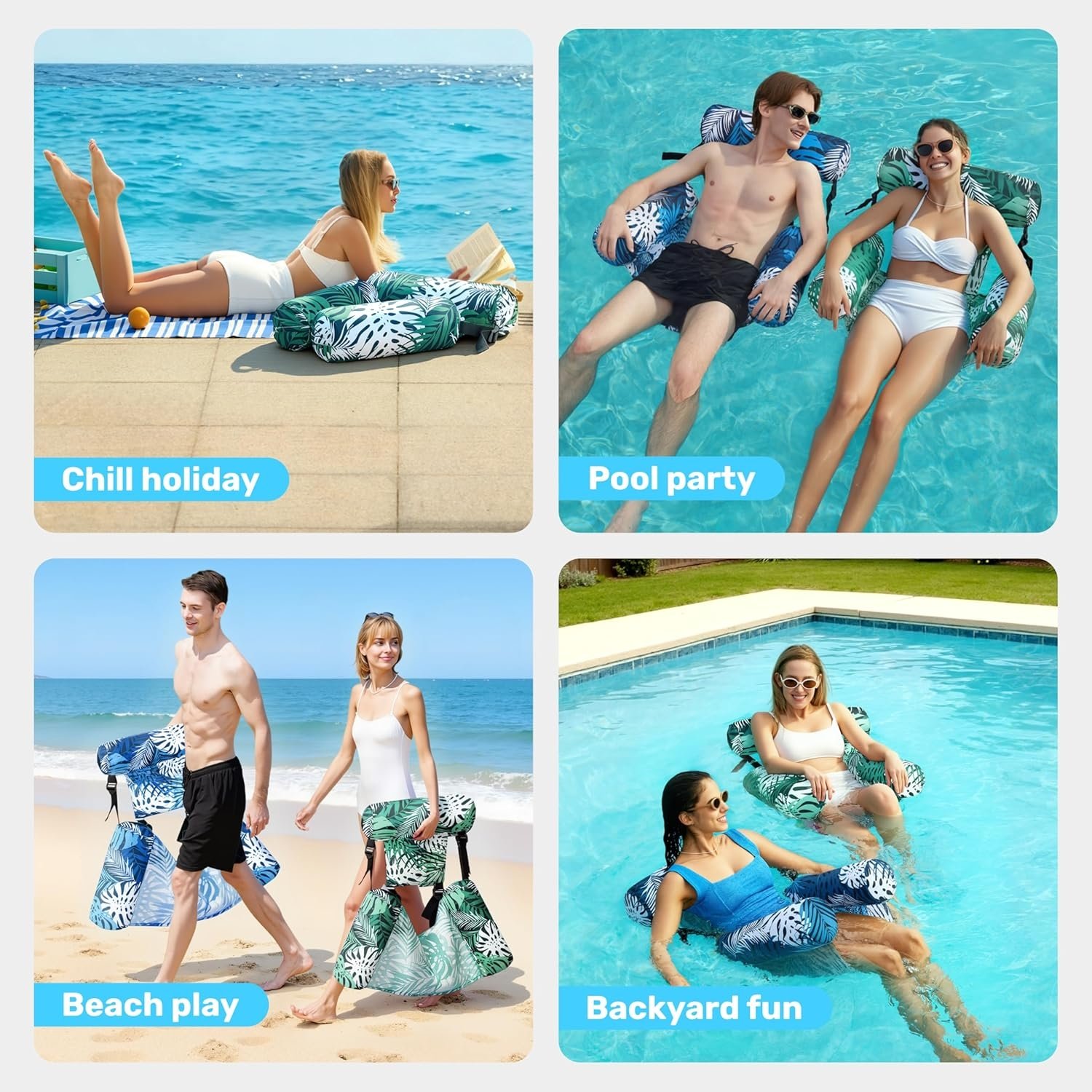 🔥Summer Hot Sale 🏆️ Inflatable Pool Floats Adult,Floating Lounge Chairs