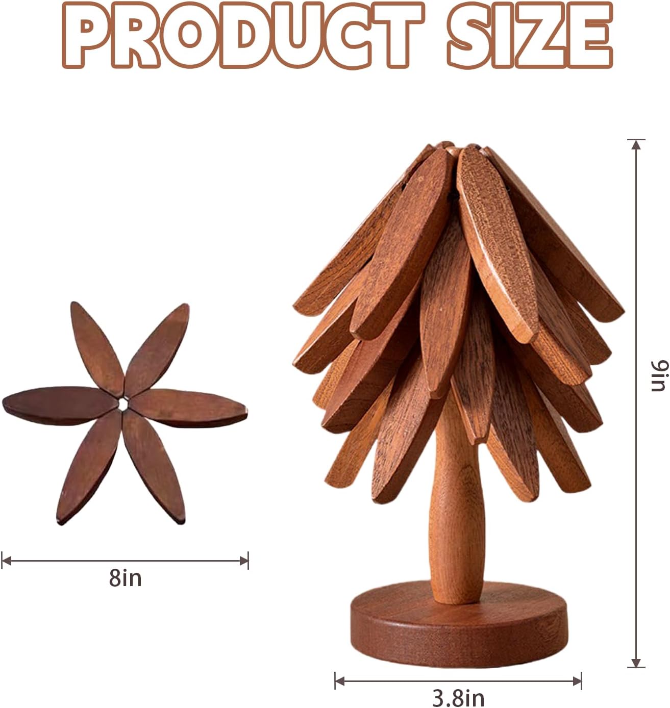 🎁Last Day Promotion 49% OFF🔥Natural Tree Trivet Set - 4 Wooden Trivets & 1 Stand Like a Christmas Tree