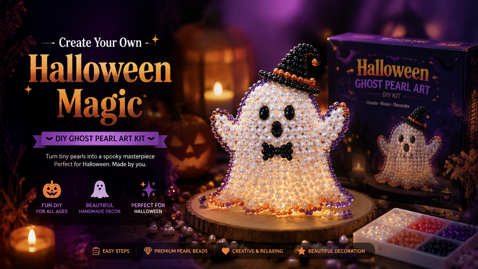 Halloween Ghost Pearl Art Kit