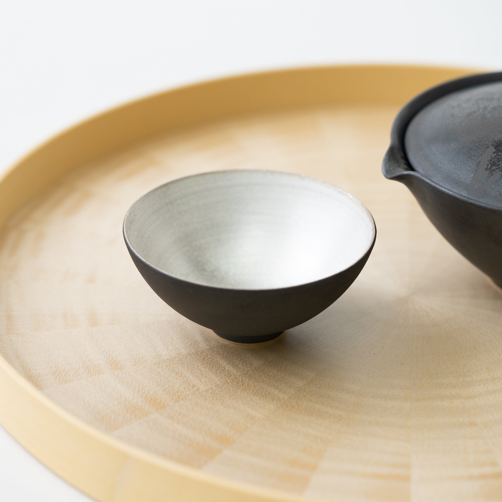 Sake/Tea Cup (Deep) / Black Glaze-Inner
