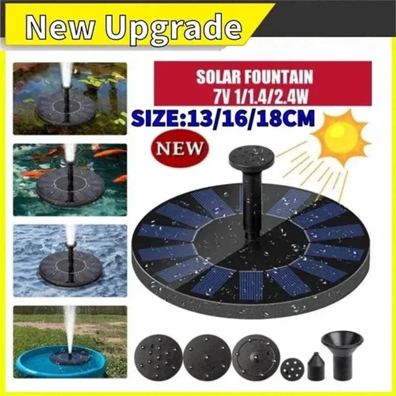 Solar Fountain Pump Kit with Optional Colorful LED Lights and Smart Light Detection for Garden and Bird Bath