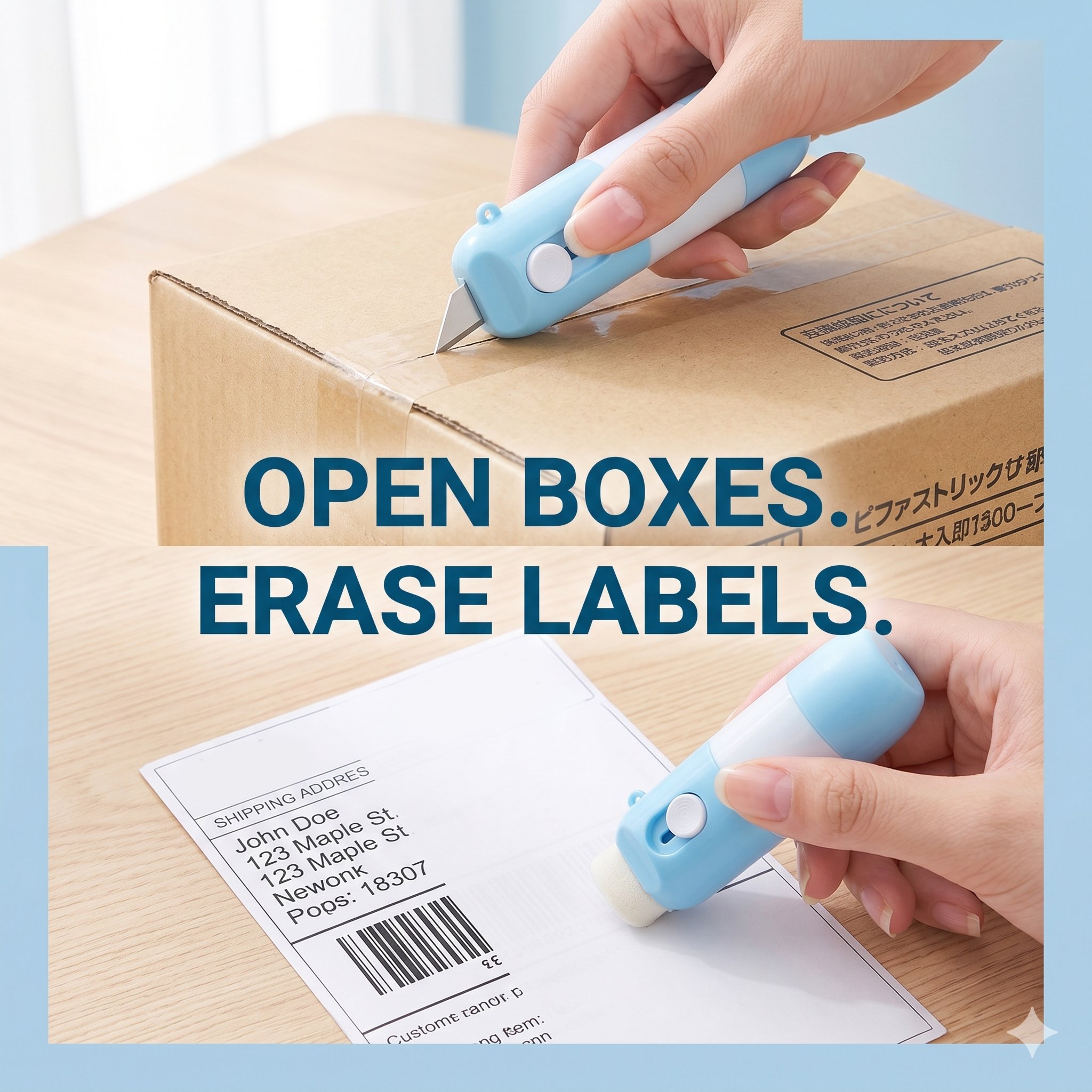 🔥Last Day 50% OFF🔥2-in-1 Box Cutter & Thermal Paper Eraser
