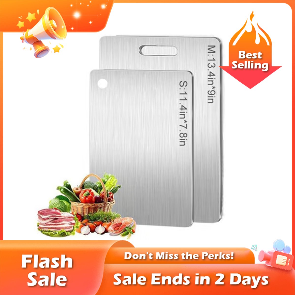 🏆⚡ 50K+ SOLD! Almost Gone-💥🎉🔥Stainless Steel Double Sided Chopping Board,Best Gifts