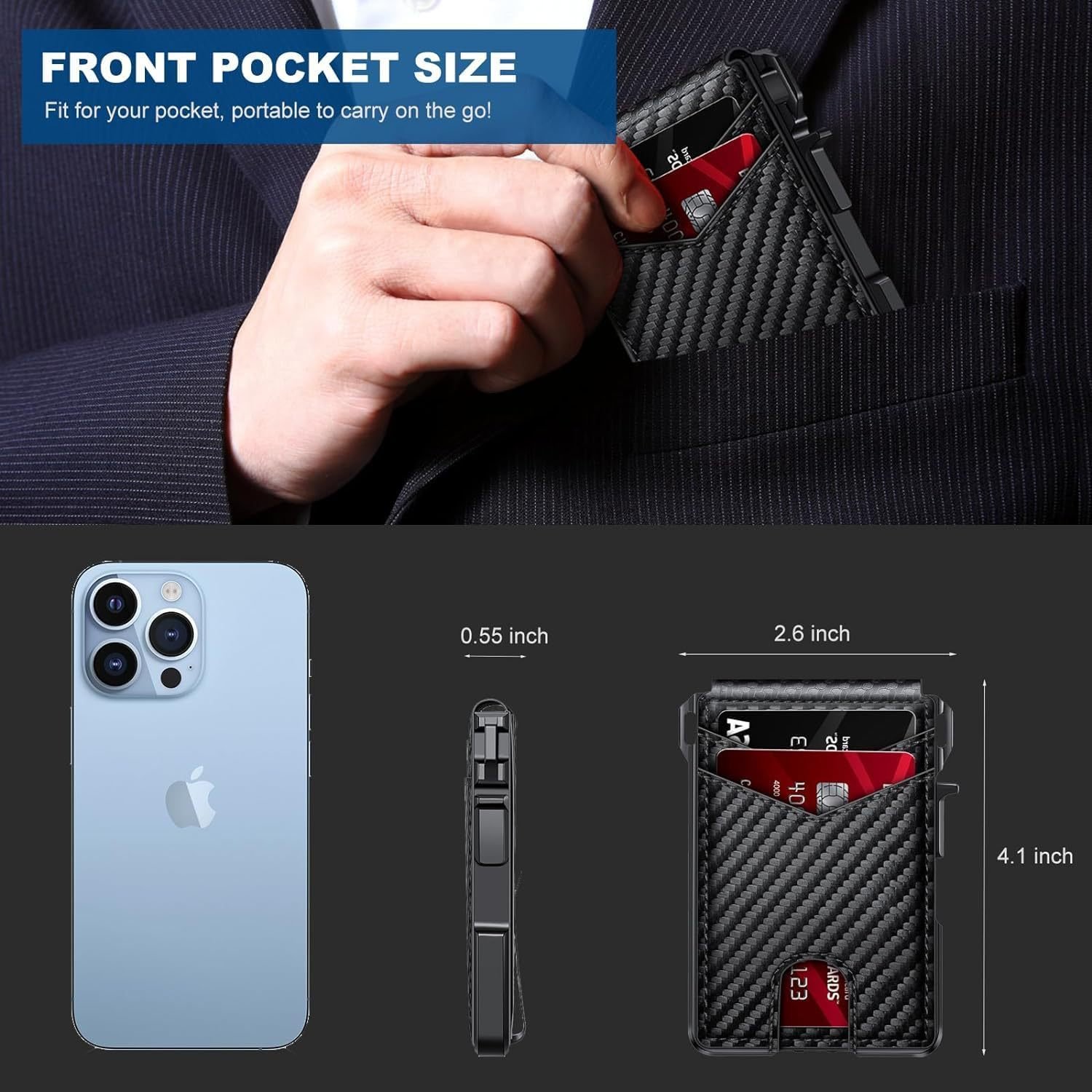 🎁 Perfect Father's Day Gift! - ✨Slim Wallet for Men with Pop-Up Aluminum Case, RFID Blocking & Money Clip | Minimalist Leather Bifold Card Holder