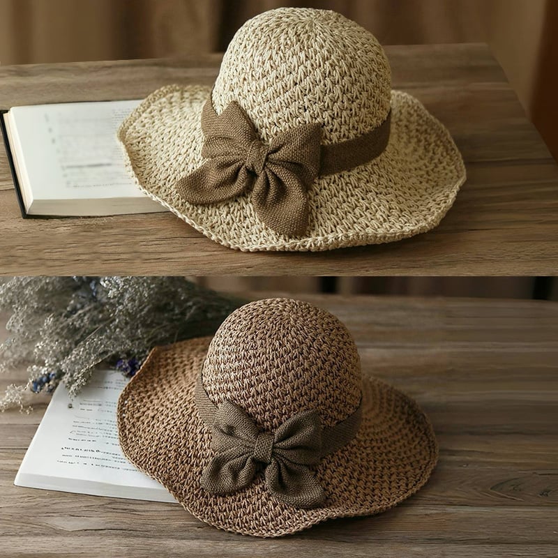 🔥Limited time discount 🔥✨Straw Hat with Retro Bow – Foldable & Breathable for Summer