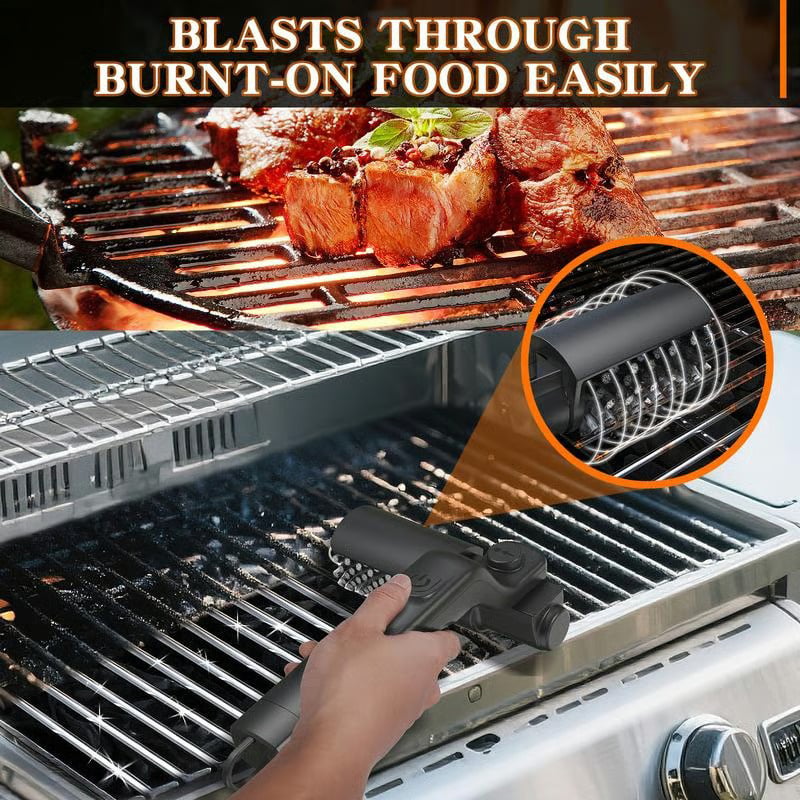 🔥Electric BBQ Grill Brush Cordless and Rechargeable Stainless Steel Bristles,Two Cleaning Brushes,Adjustable Angle