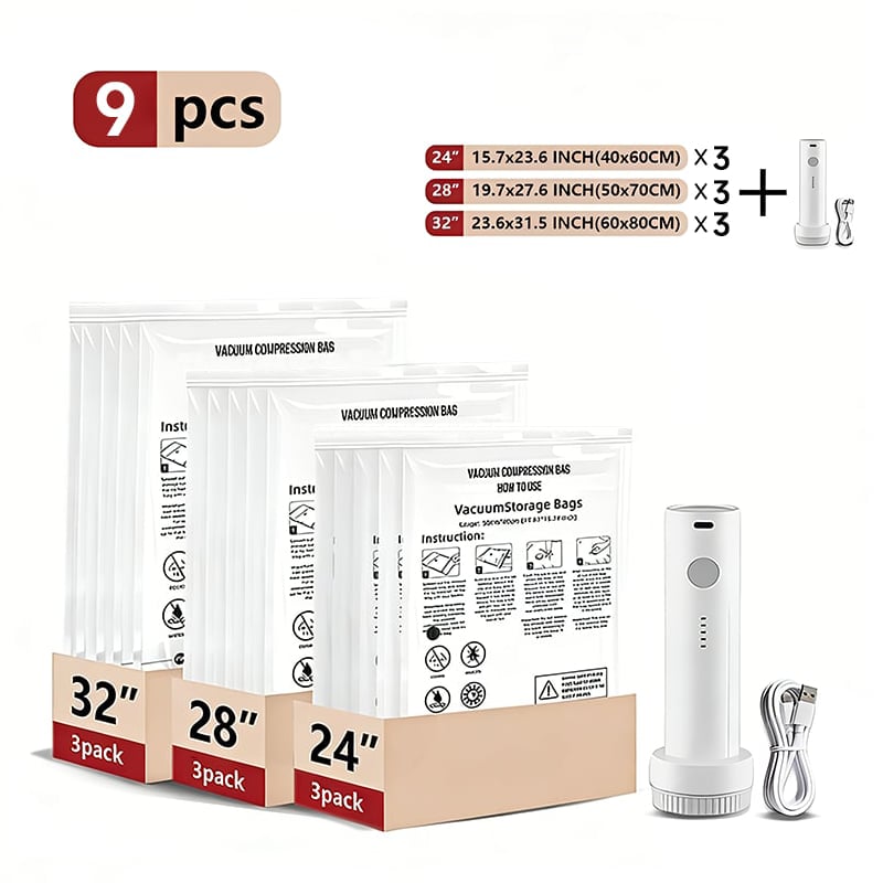✨LAST DAY ALERT 49% OFF🔥Cordless Travel Vacuum Storage Compression Bag Set