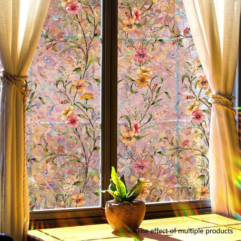 🔥hot Sale 49% Off -🌈floral Stained Glass Window Film Uv Blocking-soft Privacy-rainbow Light Effect