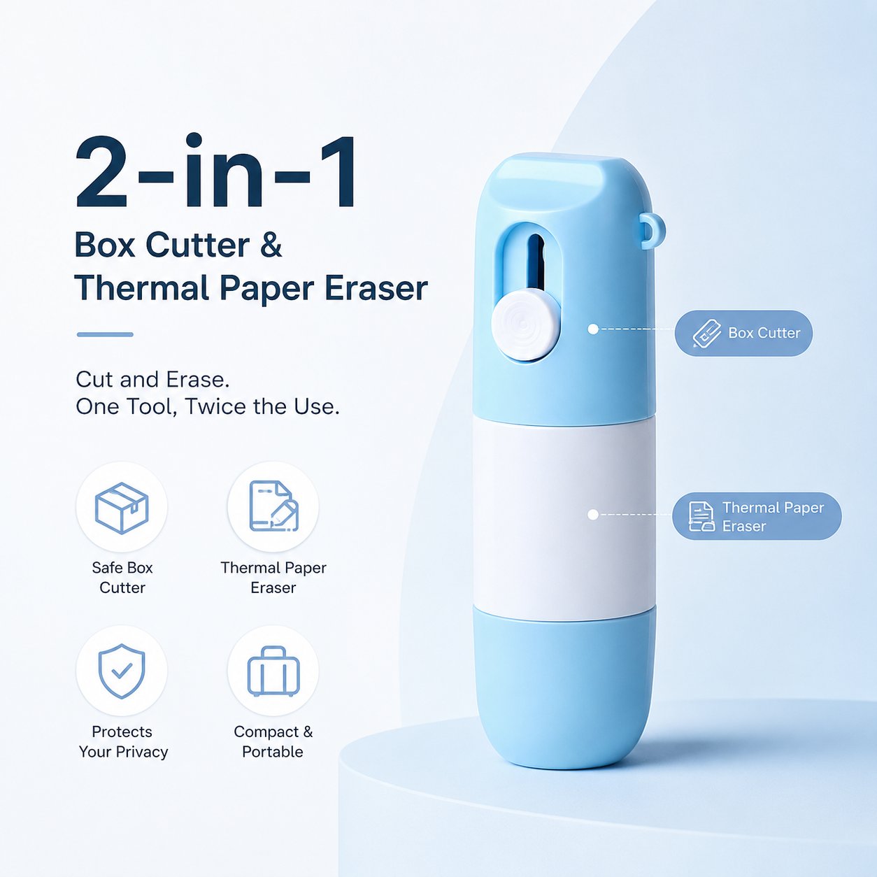 🔥Last Day 50% OFF🔥2-in-1 Box Cutter & Thermal Paper Eraser