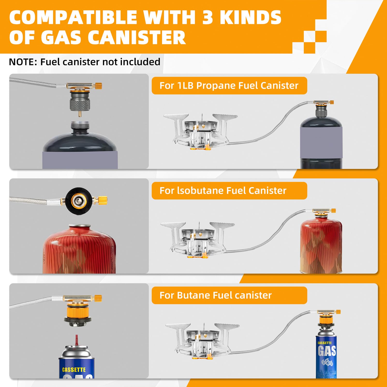 🔥🌟9900W/7200W Windproof Camping Stove, Camping Gas Stove with Piezo Ignition