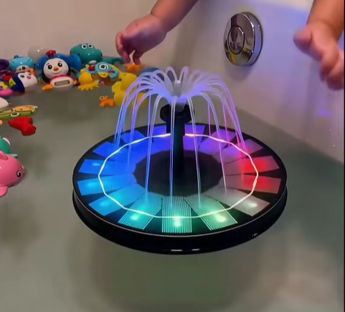 Solar Fountain Pump Kit with Optional Colorful LED Lights and Smart Light Detection for Garden and Bird Bath
