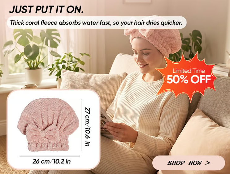 🎁Last day of the promotion🎁Coral velvet cute bow bath cap！