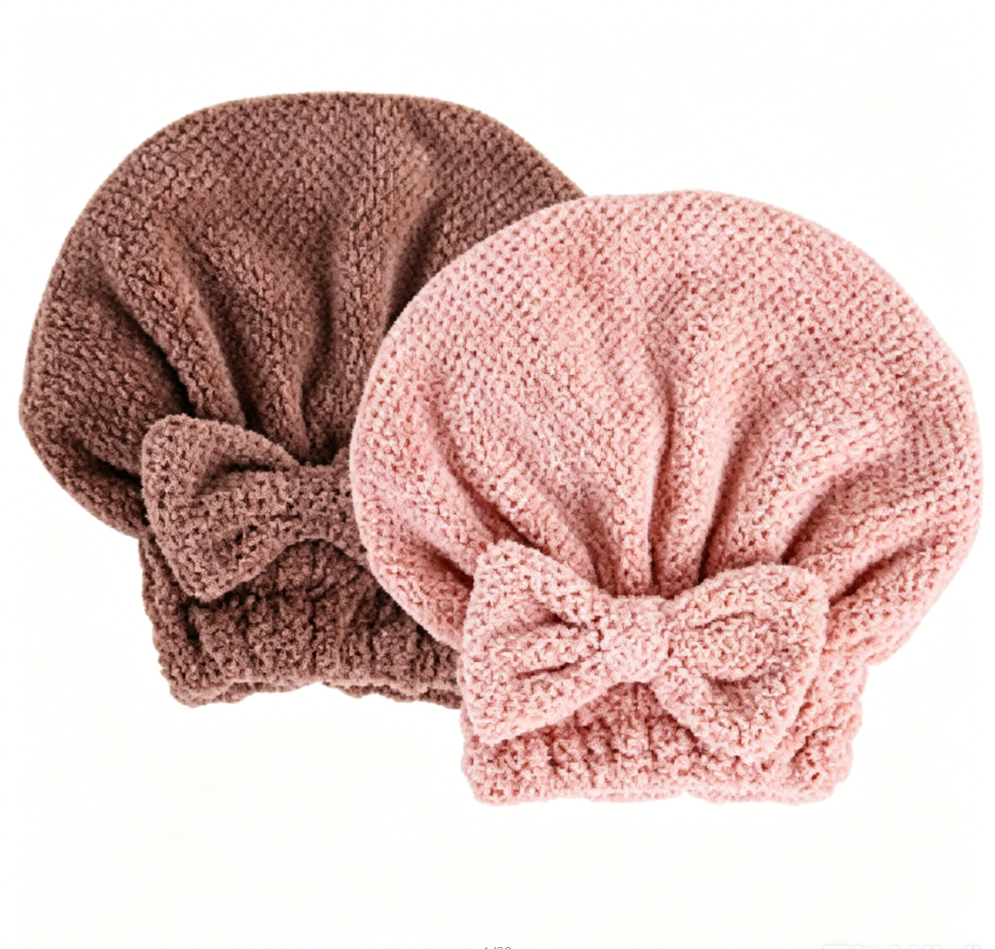 🎁Last day of the promotion🎁Coral velvet cute bow bath cap！