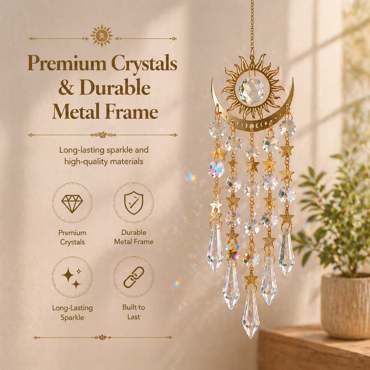 ✨ Crystal Solar Light Chime - Rainbow Light and Garden, Curtain Decorations