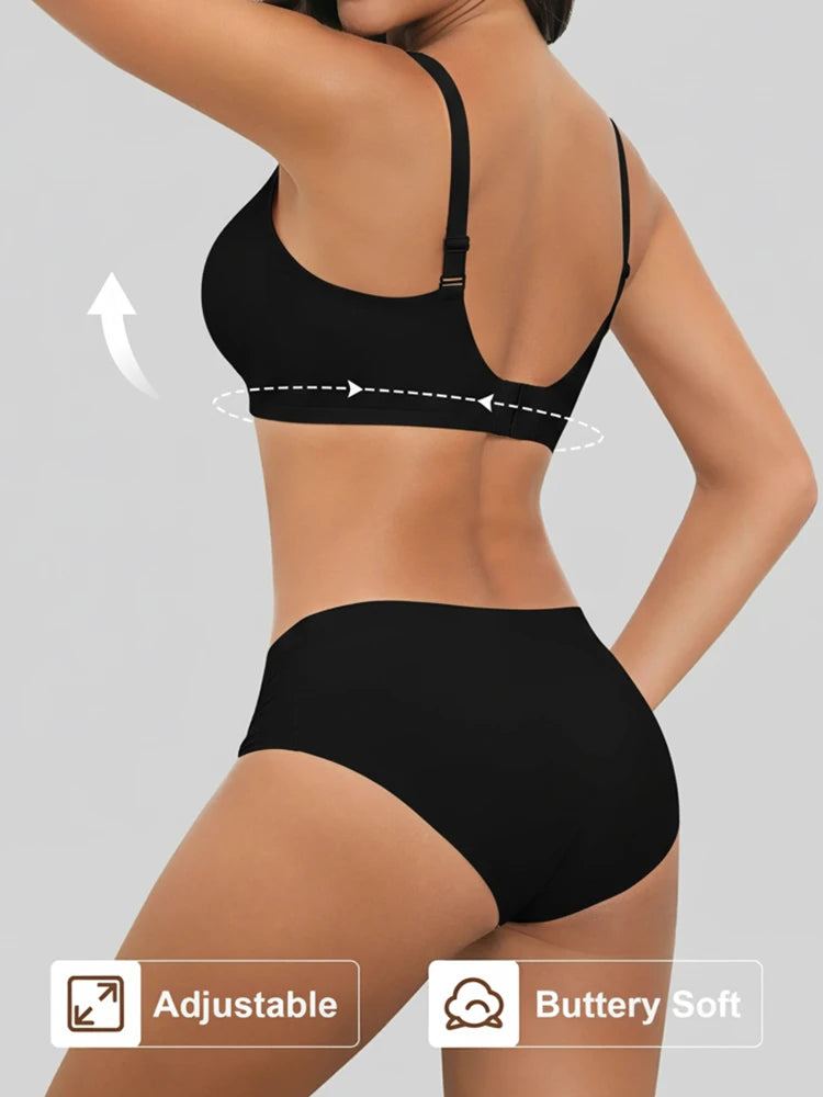 Jelly Wireless Seamless Deep-V Push-Up Bra