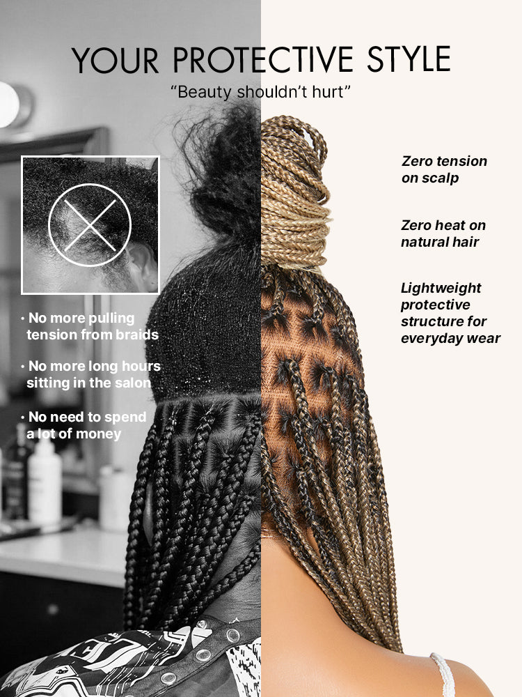 OwnScalp&trade; 613 Blonde Salon-Like Braids with a Real Scalp Look Full HD Lace Knotless Box Braided Wig Drawstring Cap - US Only-21