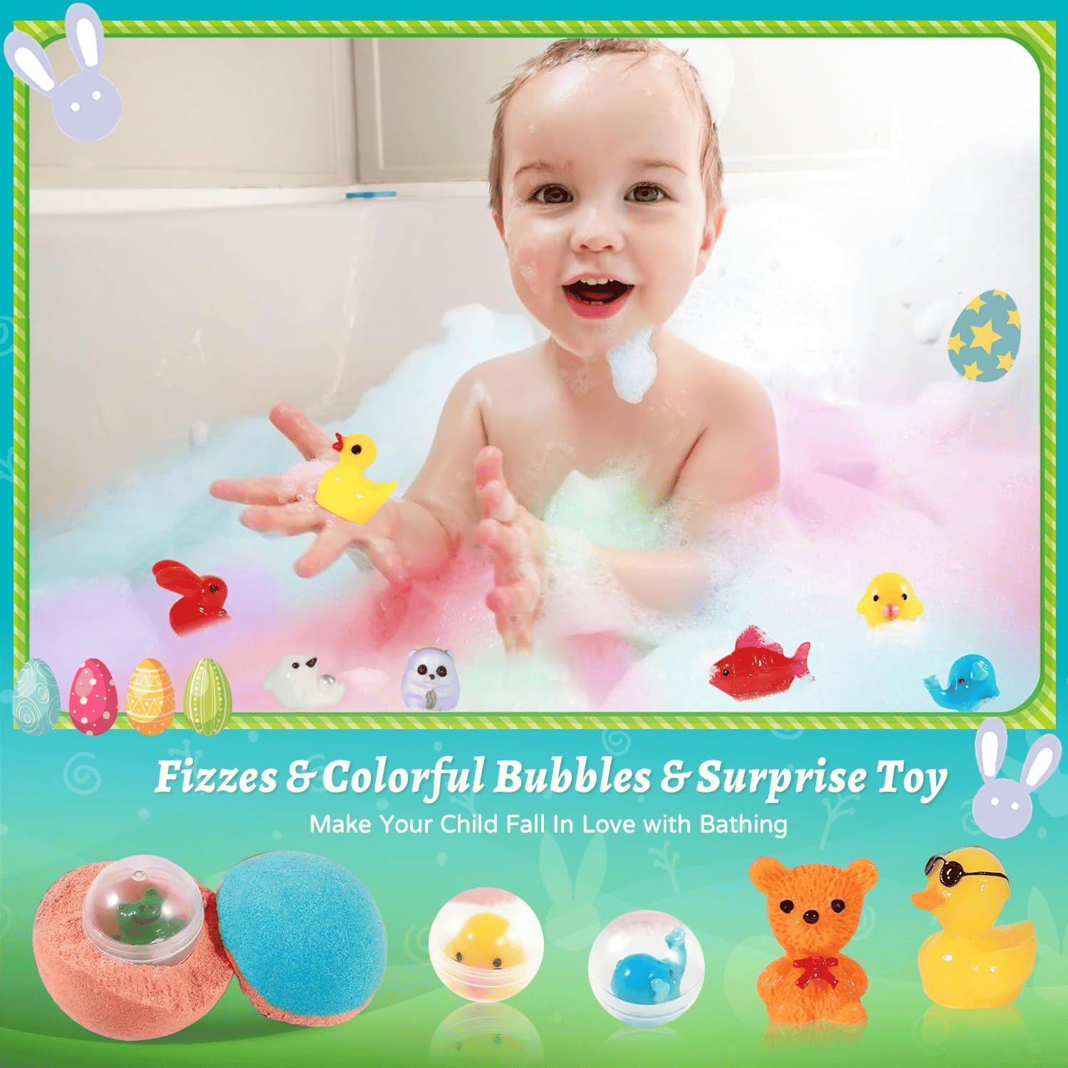🛁🐣Bath Bombs For Kids – 12 Pack With Surprise Toys Inside, Easter Basket Stuffers