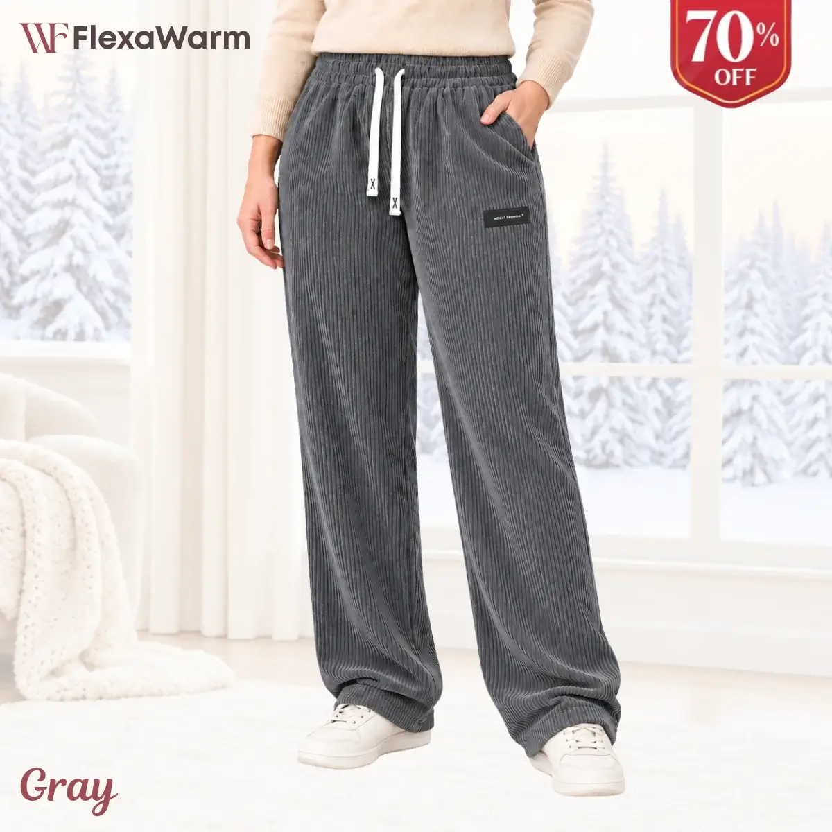 FlexaWarm - Cozy Stretch High-Waisted Corduroy Pants for Seniors