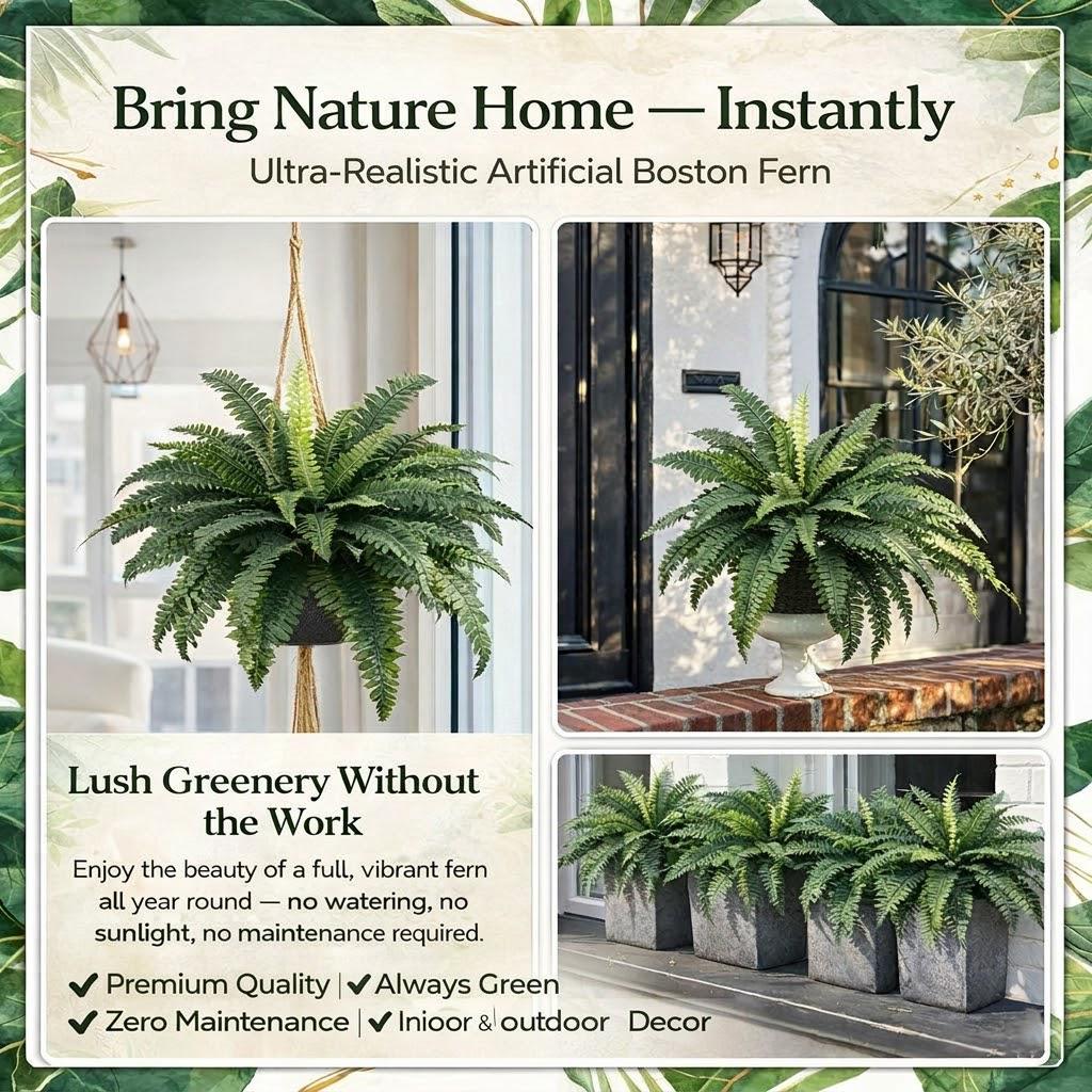 🔥 Mother’s Day Flash Sale 🌱 UV Resistant Ferns Artificial Plants Large for Planters, Office & Home Decor, Outdoor & Indoor