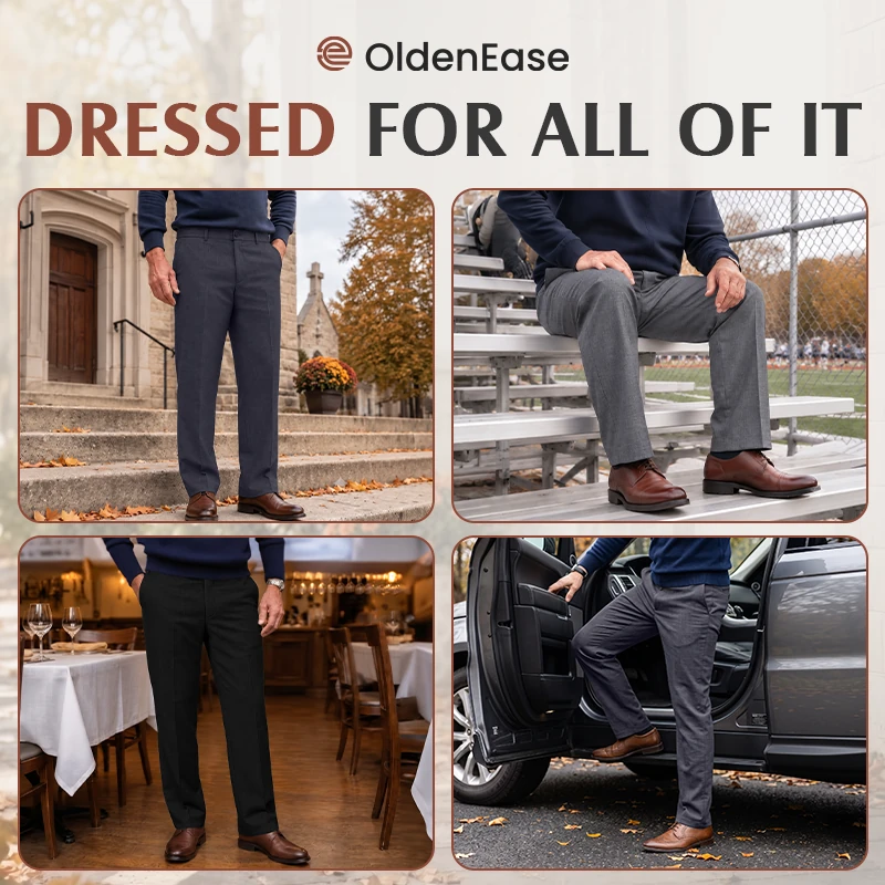 OldenEase - High Waist Pleated Trousers with Comfort Stretch Waistband
