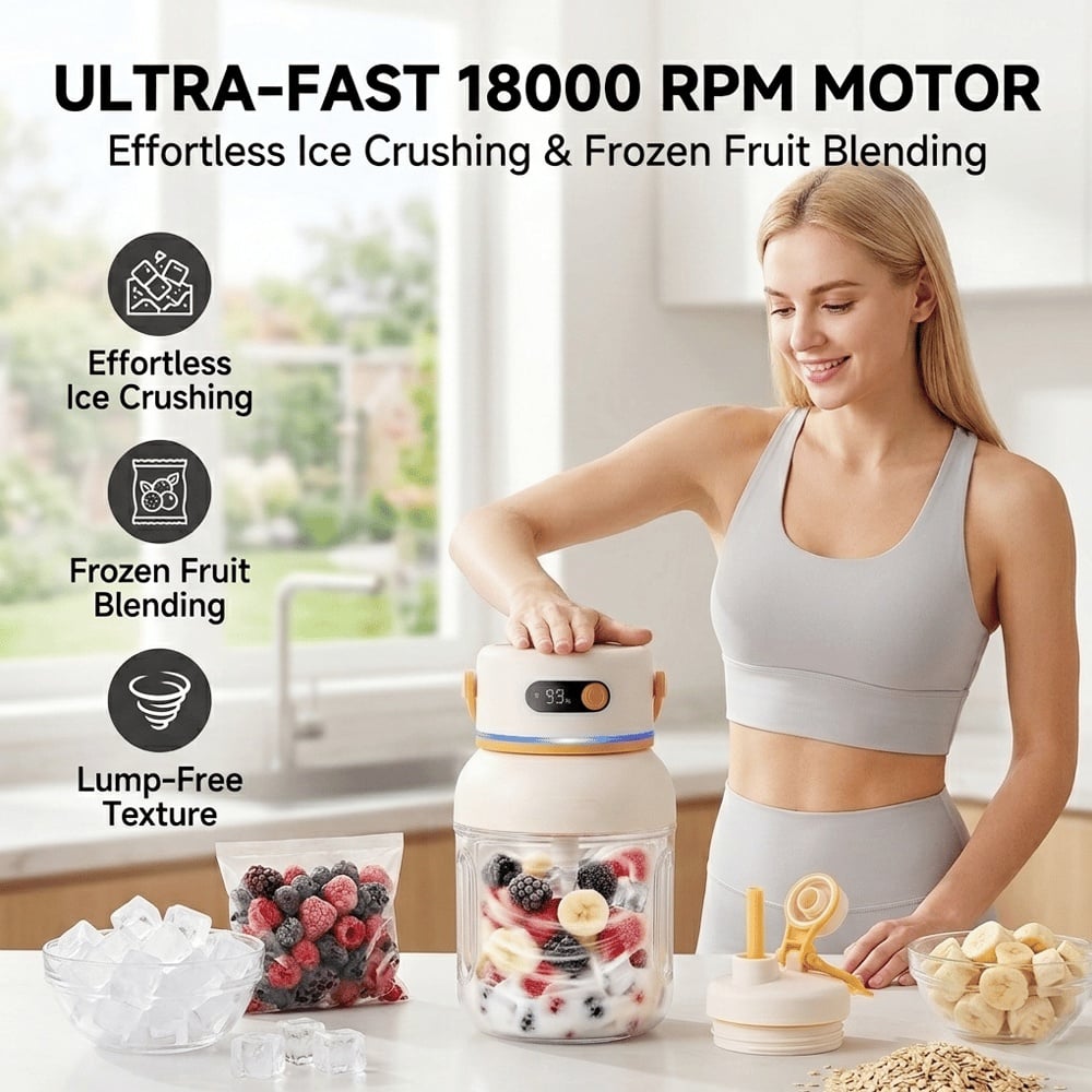 Portable Electric Juicer Cup with zero cord hassle 🥤: Drink fresh nutrient-rich smoothies without struggling with heavy blenders.🍓