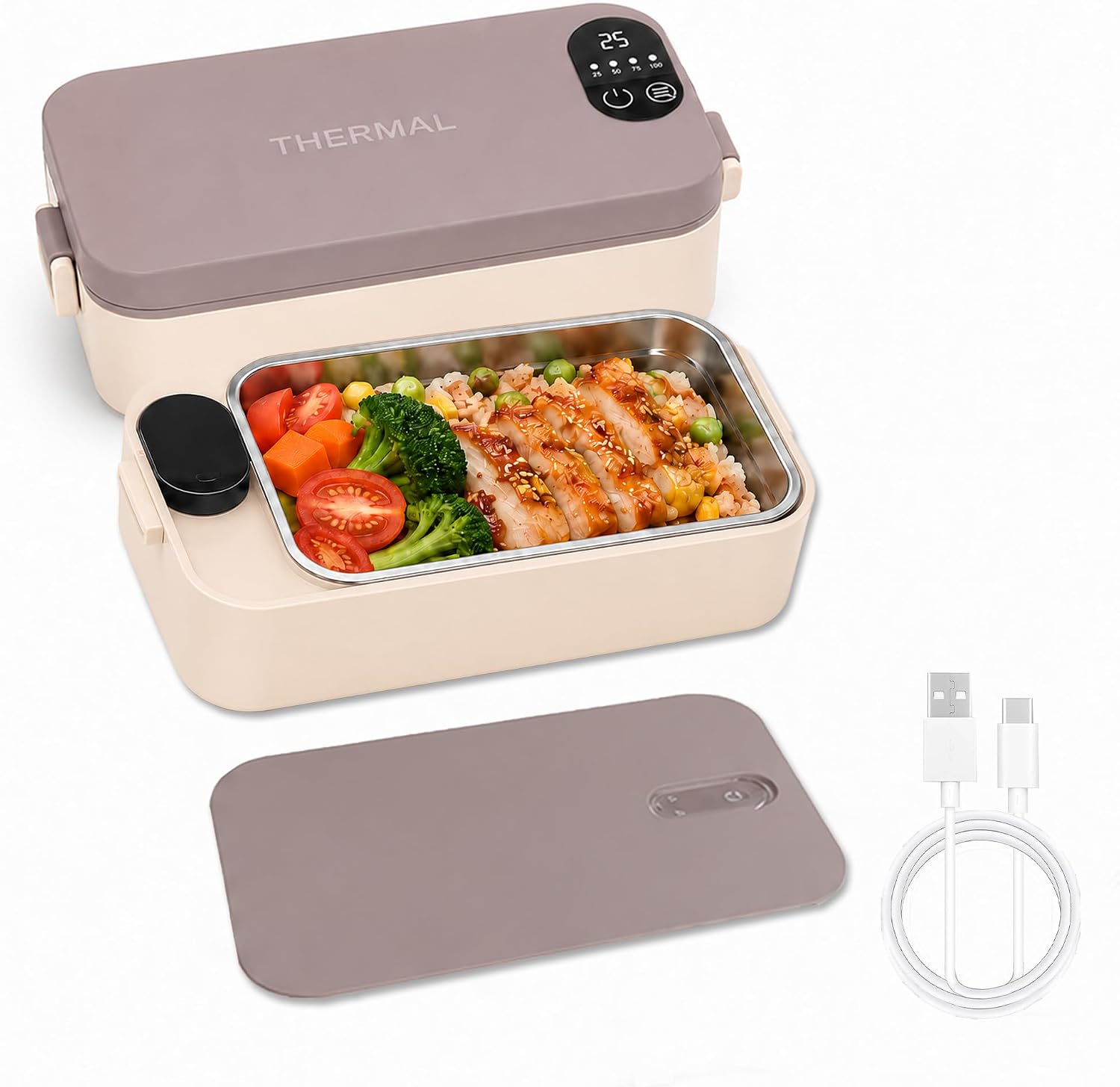 🍱portable Electric Lunch Box With Self-heating – Compact & Silent – Keeps Meals Warm – Perfect For Office, Road Trips Or Picnics 🔋✨