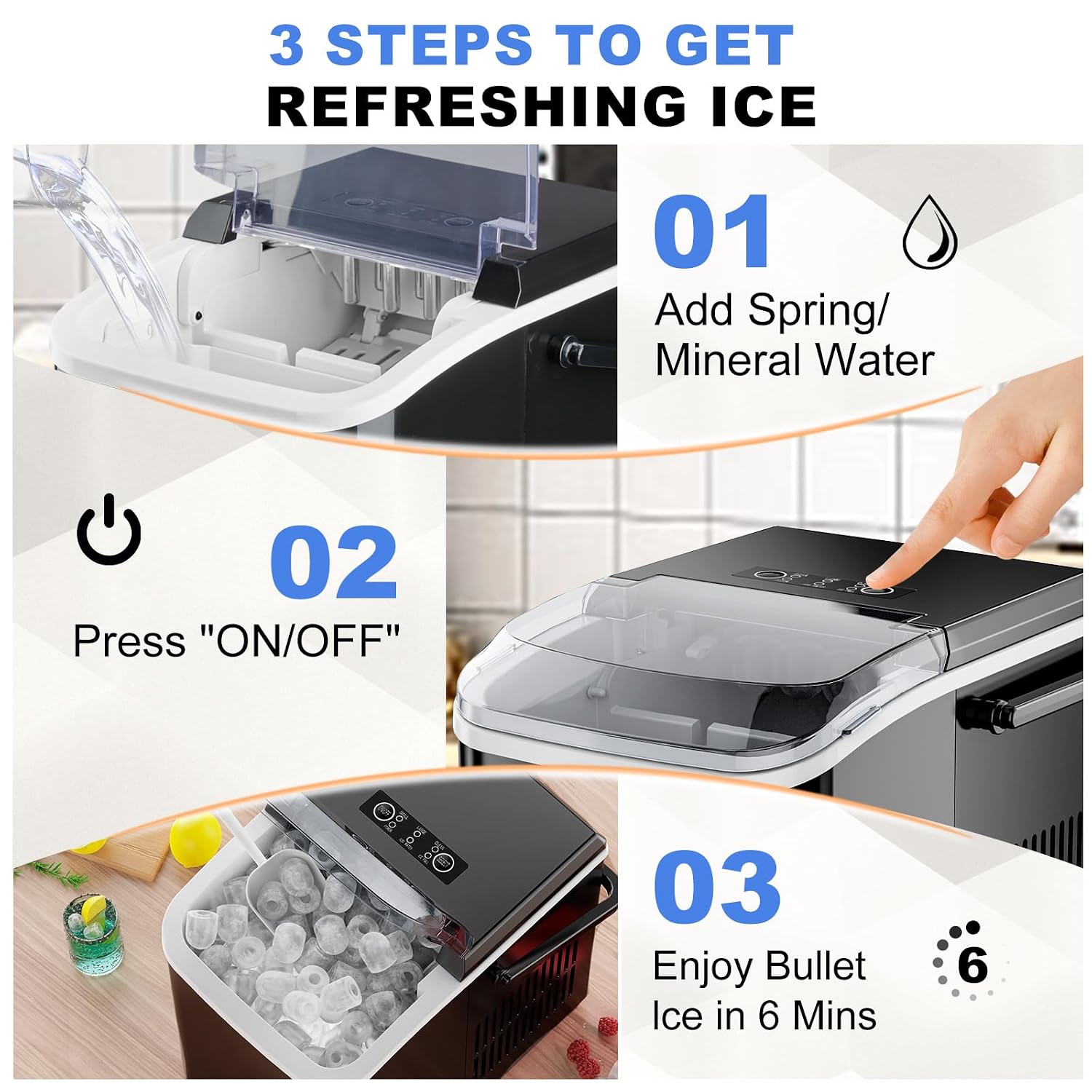 Portable Ice Maker – 9 Ice Cubes in Just 6 Minutes
