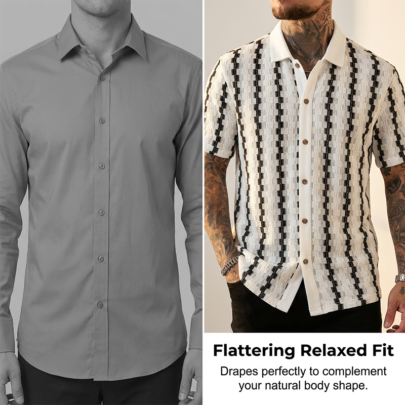 ✨Men's Short Sleeve Retro Geometric Knit Shirt🌿
