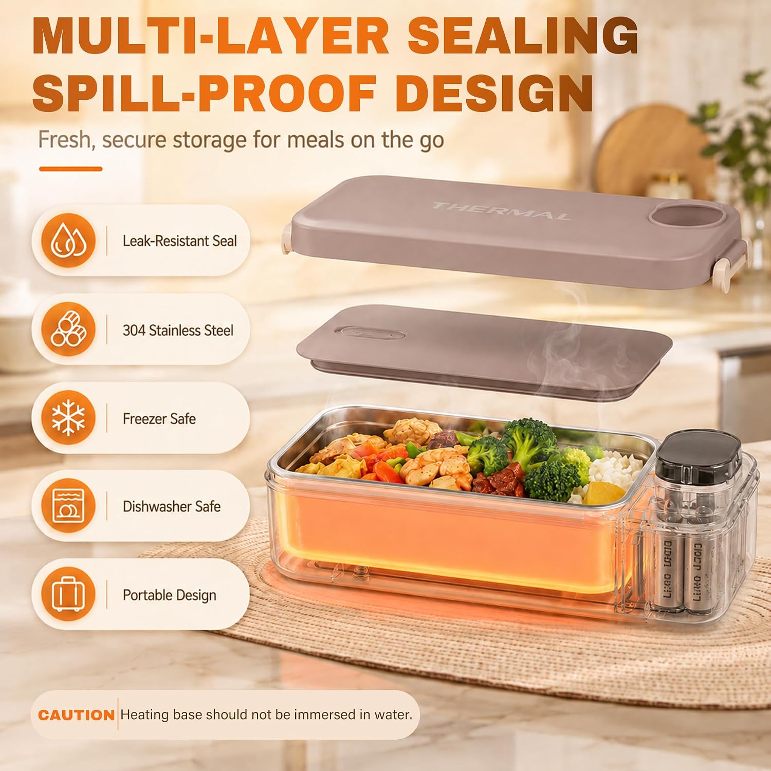 🍱portable Electric Lunch Box With Self-heating – Compact & Silent – Keeps Meals Warm – Perfect For Office, Road Trips Or Picnics 🔋✨