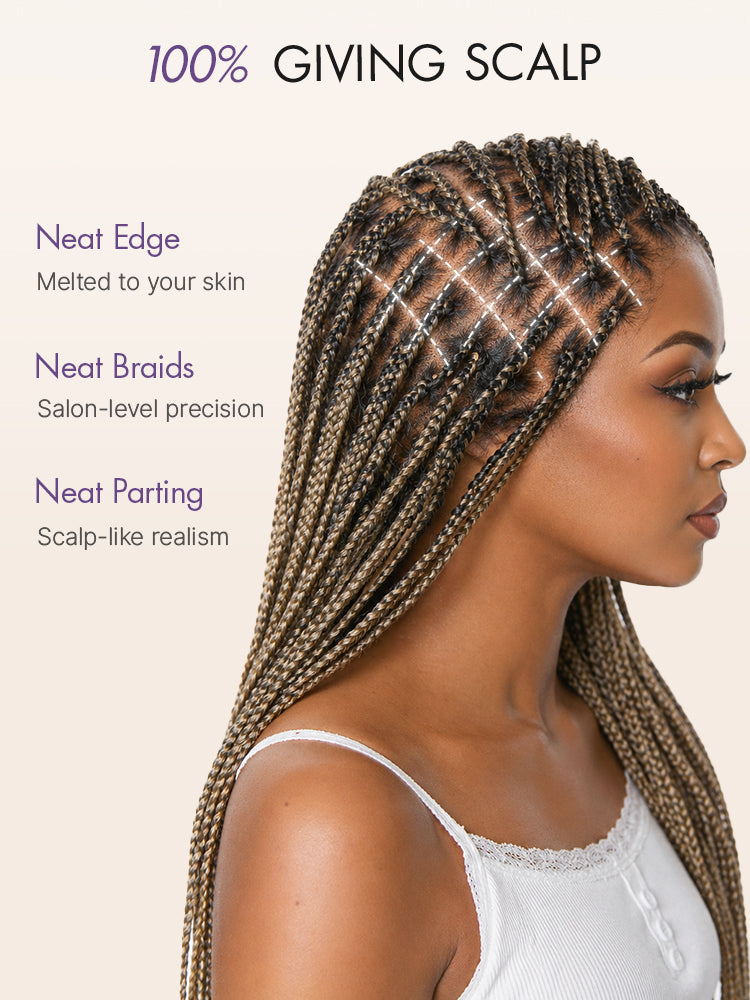 OwnScalp&trade; 613 Blonde Salon-Like Braids with a Real Scalp Look Full HD Lace Knotless Box Braided Wig Drawstring Cap - US Only-20