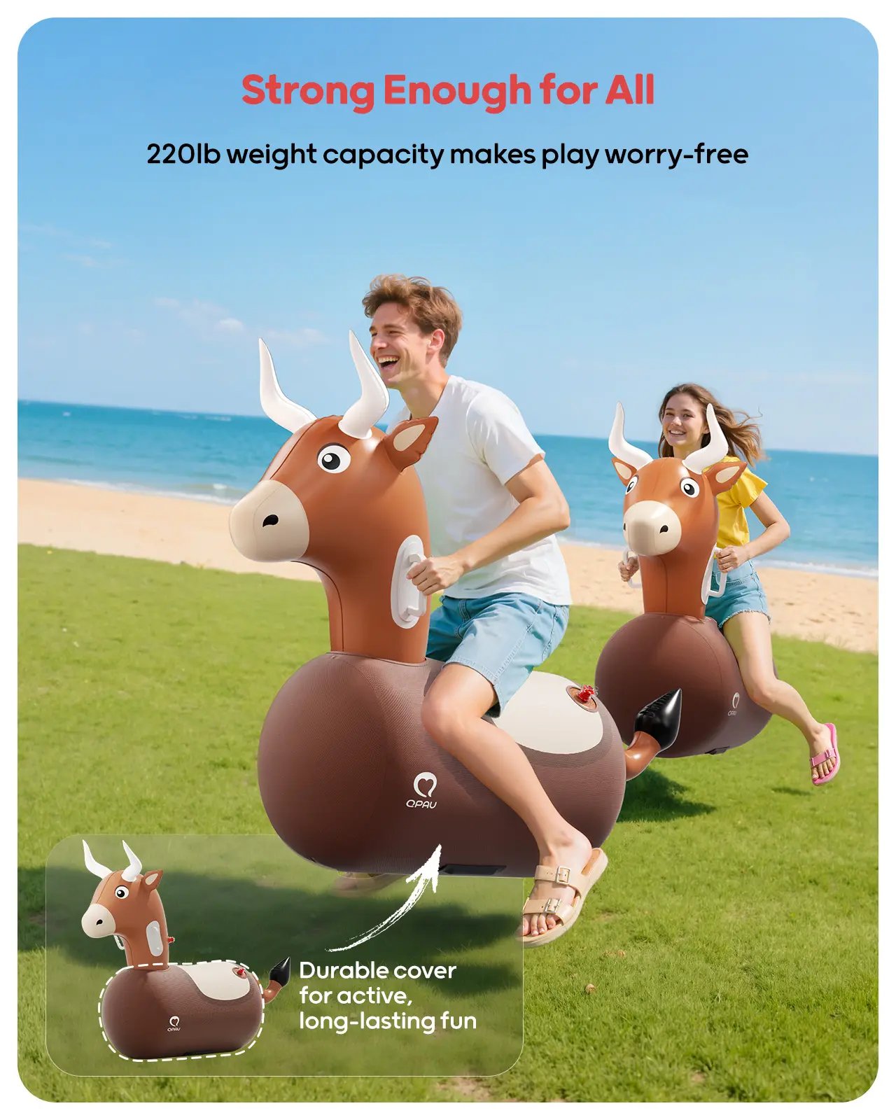 🐂QPAU Kids Bouncing Bull Ride-On Toy