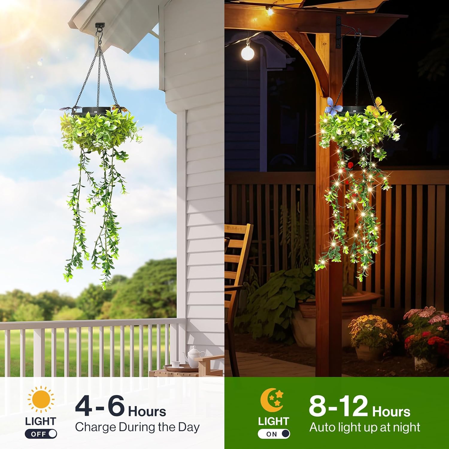 Realistic Flower Vine Solar Hanging Garden Lights