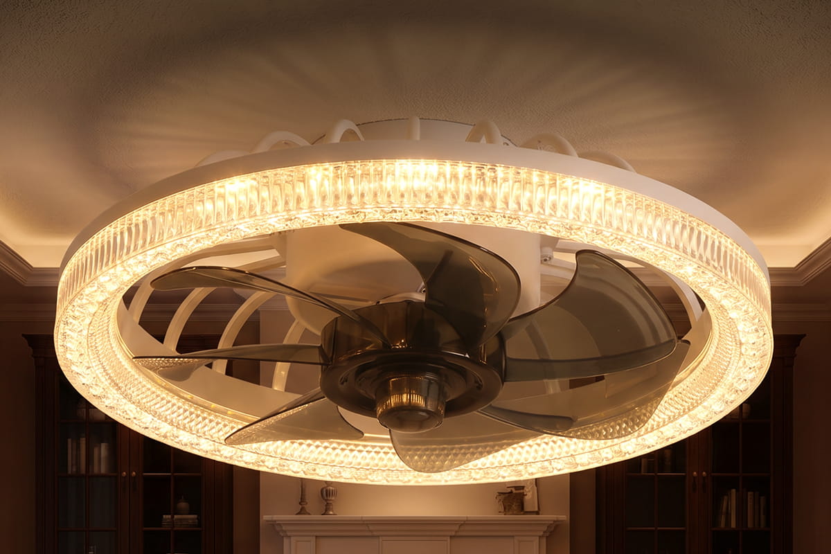 Happy Family Using Ceiling Fan Light