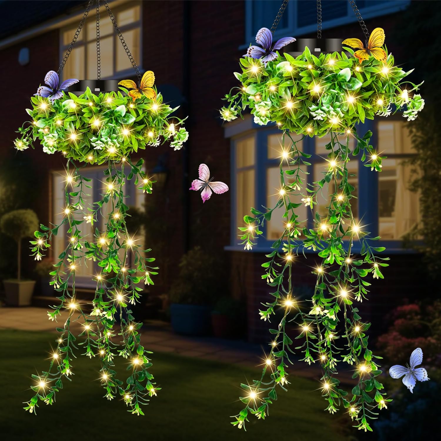 Realistic Flower Vine Solar Hanging Garden Lights