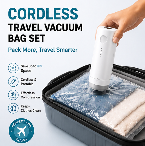 Cordless Travel Vacuum Bag Set