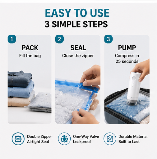 Cordless Travel Vacuum Bag Set