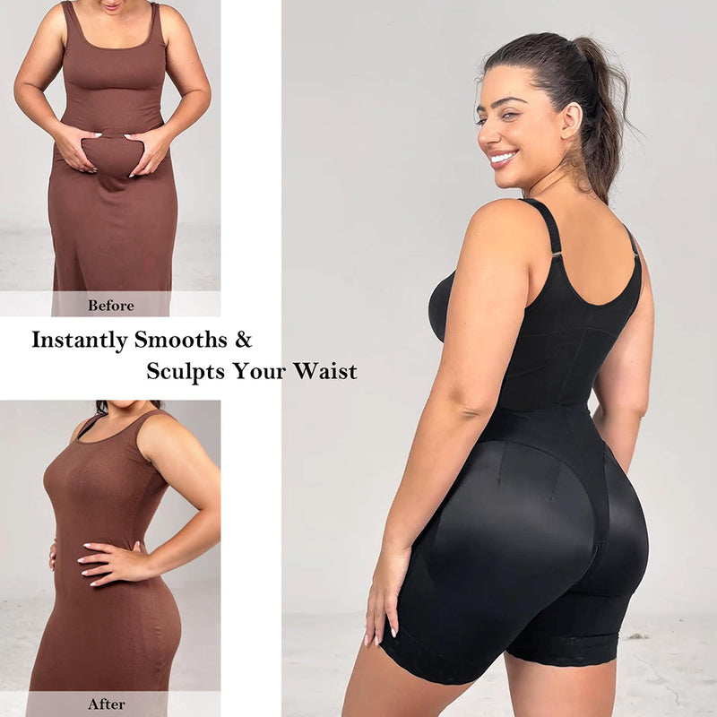 Fajas Colombianas shapewear  Tummy Control Butt Lifter Shaper with Zipper Crotch detachable shoulder strap
