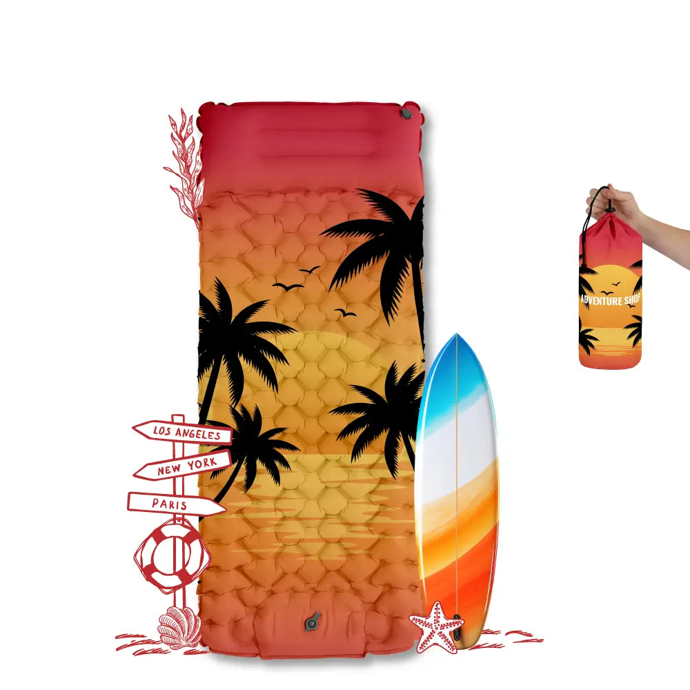 Inflatable Beach Mat with Built-In Pump
