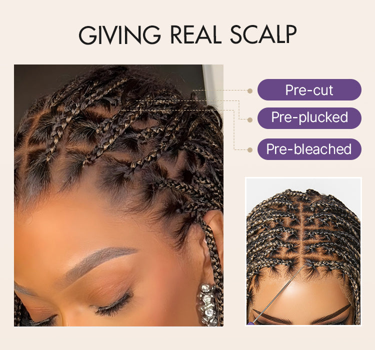 OwnScalp&trade; 613 Blonde Salon-Like Braids with a Real Scalp Look Full HD Lace Knotless Box Braided Wig Drawstring Cap - US Only-16