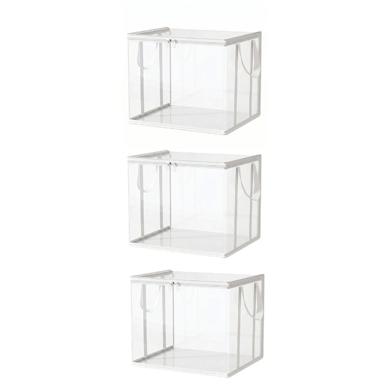 Large Clear Thick Plastic Storage Box with Hinged Lid