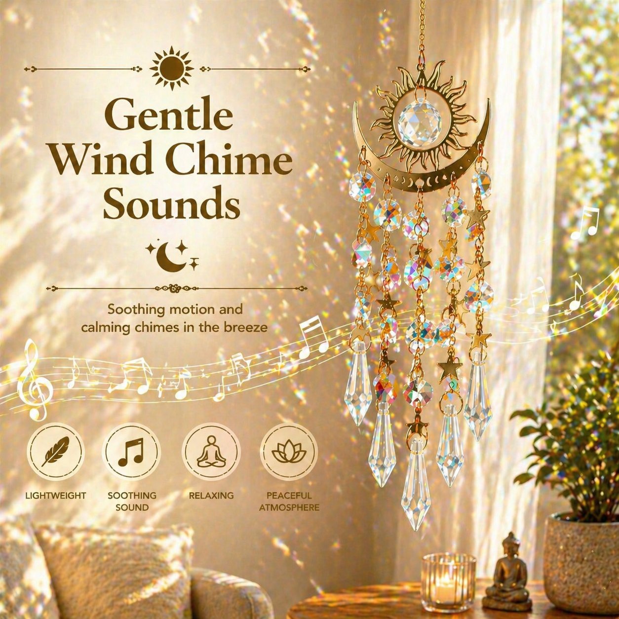 ✨ Crystal Solar Light Chime - Rainbow Light and Garden, Curtain Decorations