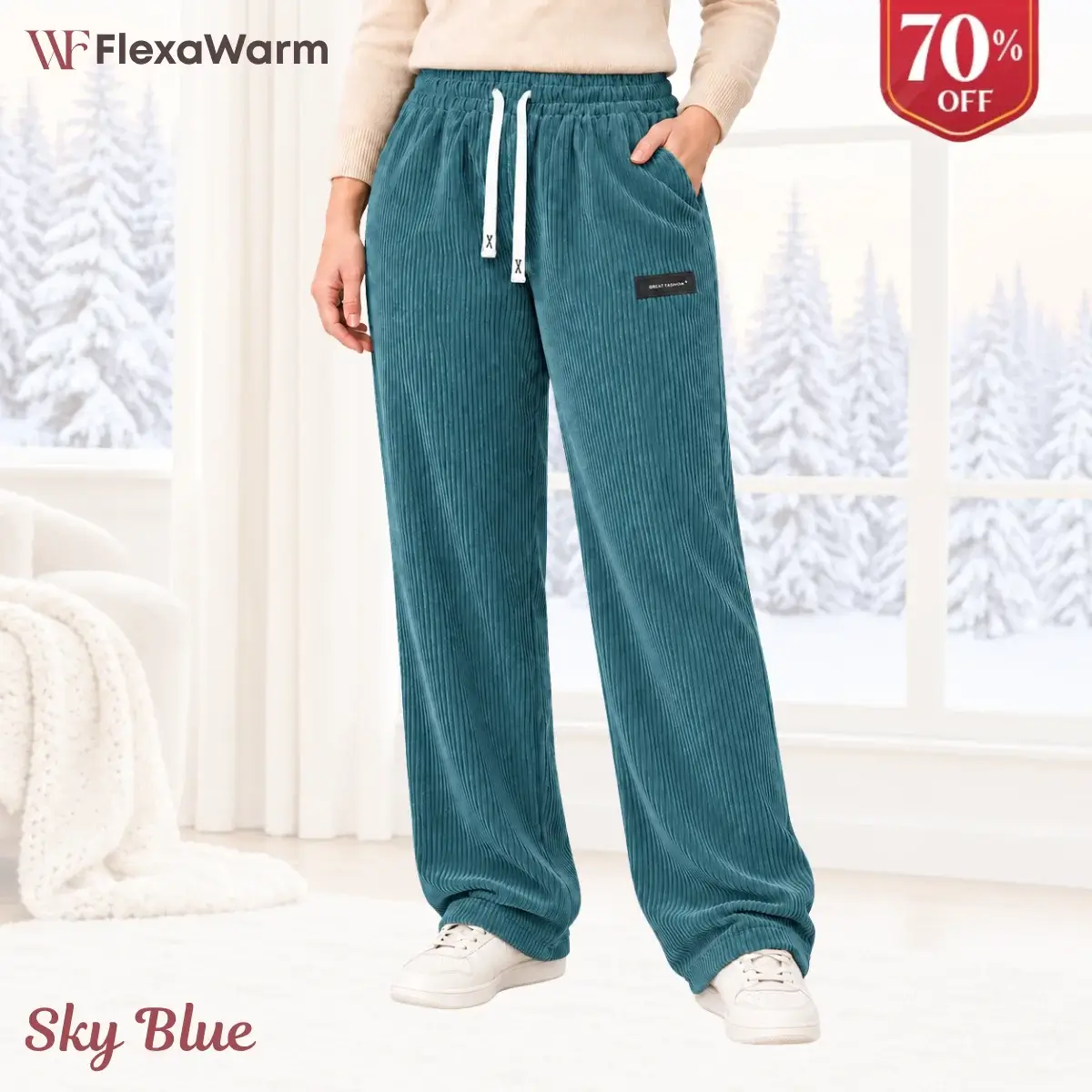 FlexaWarm - Cozy Stretch High-Waisted Corduroy Pants for Seniors