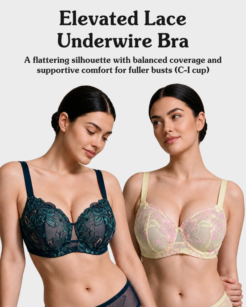 Shecurva™ Floral Lace Plus Size Unlined Minimizer Bra