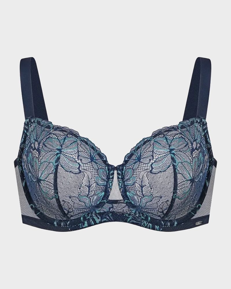 Shecurva™ Floral Lace Plus Size Unlined Minimizer Bra