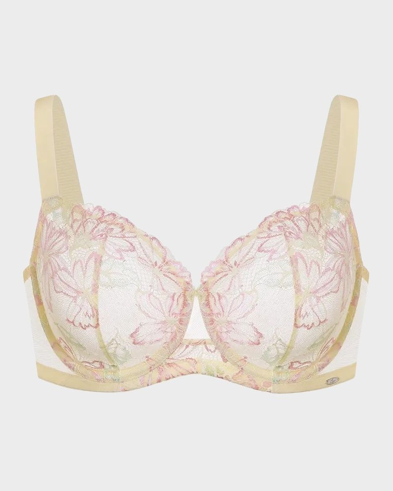 Shecurva™ Floral Lace Plus Size Unlined Minimizer Bra