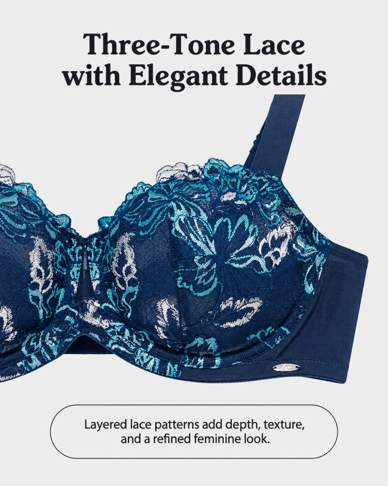 Shecurva™ Floral Lace Plus Size Unlined Minimizer Bra