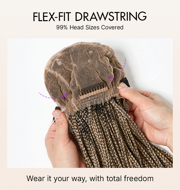 OwnScalp™ 613 Blonde Salon-Like Braids with a Real Scalp Look Full HD Lace Knotless Box Braided Wig Drawstring Cap - US Only-23