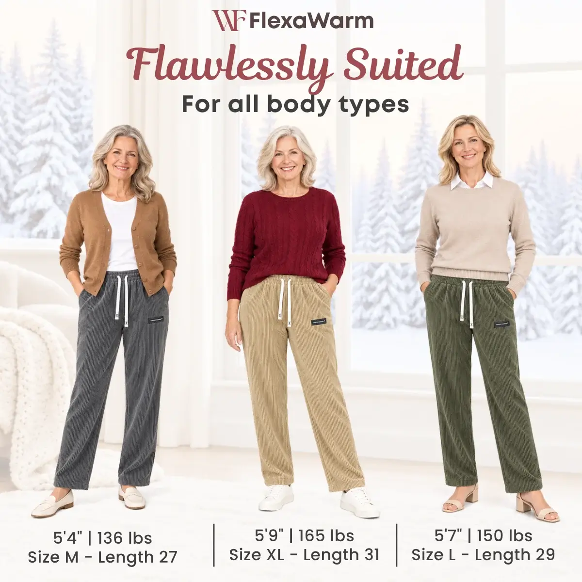 FlexaWarm - Cozy Stretch High-Waisted Corduroy Pants for Seniors