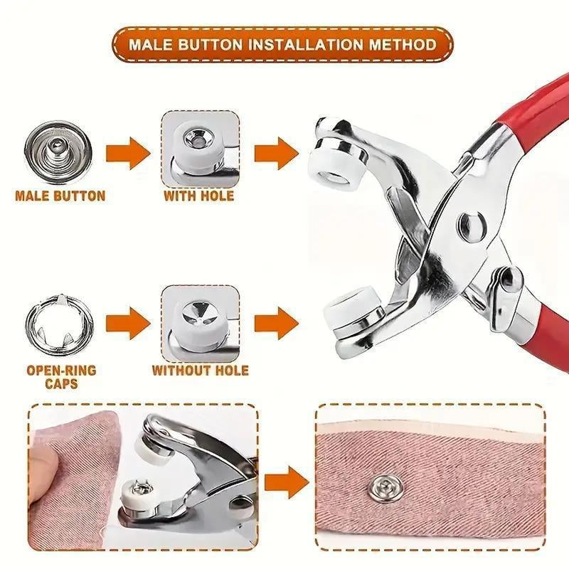 Metal Snap Buttons with Fastener Pliers Kit