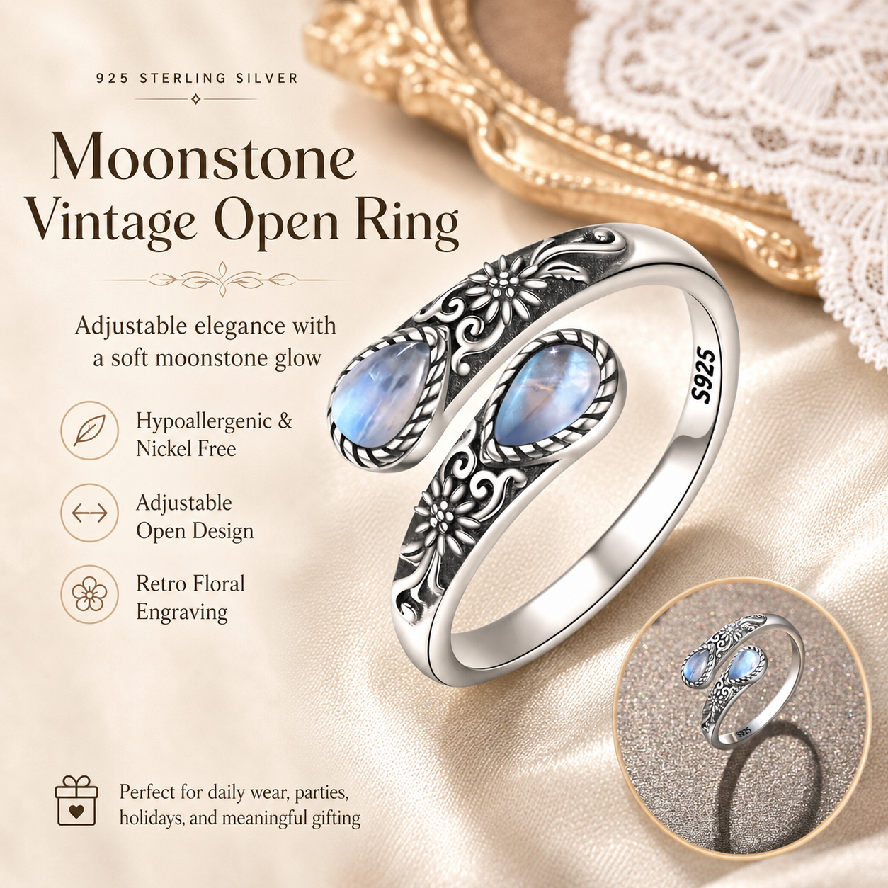 Moonstone Bloom Ring